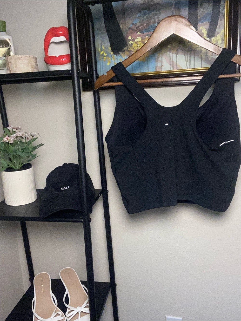 ADIDAS Black Cropped Racerback Tank Top - Picture 2 of 6